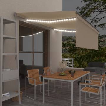 Manual Retractable Awning with LED - 4x3m Cream | HipoMarket