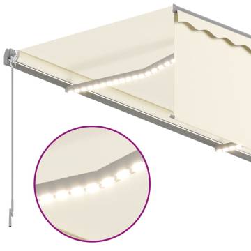 Manual Retractable Awning with LED - 4x3m Cream | HipoMarket