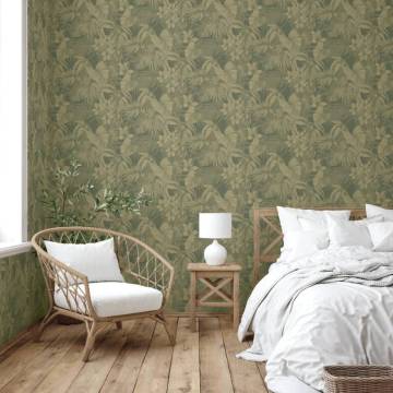 DUTCH WALLCOVERINGS Joelle Green & Gold Wallpaper