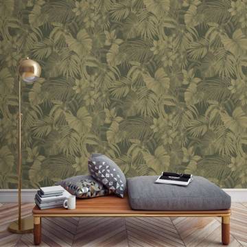 DUTCH WALLCOVERINGS Joelle Green & Gold Wallpaper