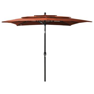 3-Tier Parasol with Aluminium Pole - Terracotta 2.5x2.5 m