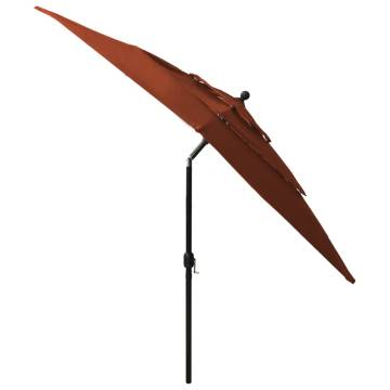 3-Tier Parasol with Aluminium Pole - Terracotta 2.5x2.5 m