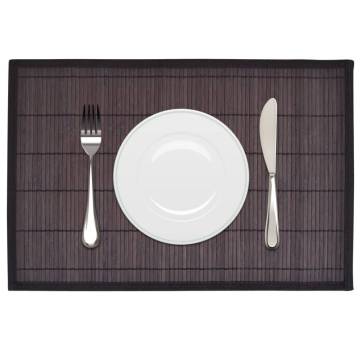 6 Dark Brown Bamboo Placemats 30x45 cm - Natural Elegance