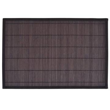 6 Dark Brown Bamboo Placemats 30x45 cm - Natural Elegance