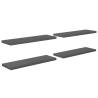 Stylish High Gloss Grey Floating Wall Shelves - 4 pcs