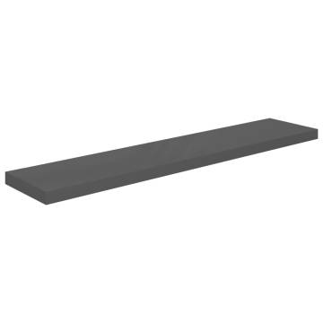 Stylish High Gloss Grey Floating Wall Shelves - 4 pcs