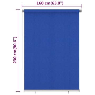 Outdoor Roller Blind 160x230 cm Blue HDPE - UV Protection