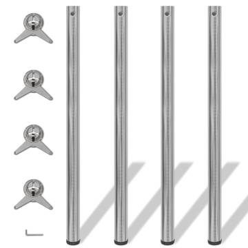 4 Height Adjustable Table Legs in Brushed Nickel - 1100 mm