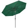 3-Tier Green Parasol with Aluminium Pole - 3 m | HipoMarket