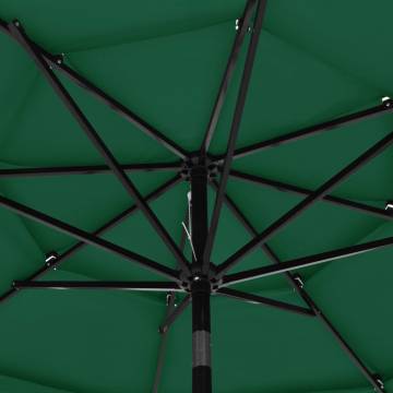 3-Tier Green Parasol with Aluminium Pole - 3 m | HipoMarket