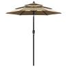 3-Tier Parasol with Aluminium Pole Taupe 2 m Colour taupe Size 2 m Quantity in Package 1 