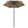 3-Tier Taupe Parasol with Aluminium Pole | Hipomarket