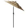 3-Tier Taupe Parasol with Aluminium Pole | Hipomarket