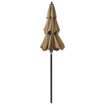 3-Tier Taupe Parasol with Aluminium Pole | Hipomarket