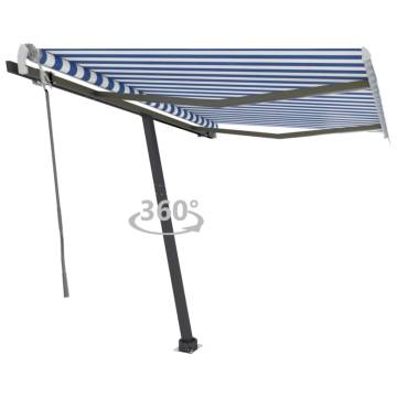 Freestanding Manual Retractable Awning 300x250 cm - Blue/White