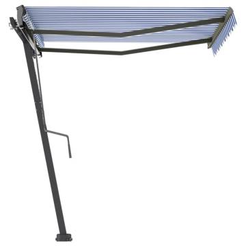 Freestanding Manual Retractable Awning 300x250 cm - Blue/White