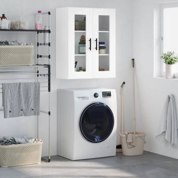 Stylish High Gloss White Wall Mounted Cabinet - 69.5x34x90 cm