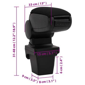 Car Armrest Black 13x33x(31-48) cm ABS - Stylish & Durable