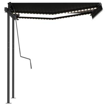 Manual Retractable Awning with LED - 3.5x2.5 m Anthracite