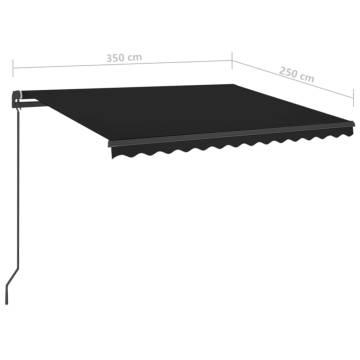 Manual Retractable Awning with LED - 3.5x2.5 m Anthracite