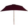 Outdoor Parasol with Wooden Pole Bordeaux Red 200x300 cm