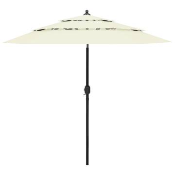 3-Tier Parasol with Aluminium Pole - Sand 2.5m | Hipo Market