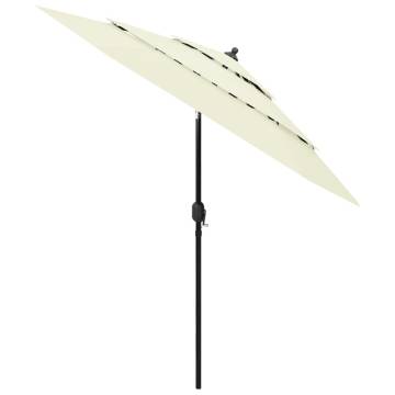 3-Tier Parasol with Aluminium Pole - Sand 2.5m | Hipo Market