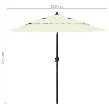 3-Tier Parasol with Aluminium Pole - Sand 2.5m | Hipo Market