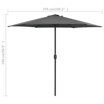 Outdoor Parasol with Aluminium Pole - 270x246 cm Anthracite