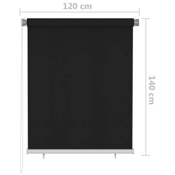 Outdoor Roller Blind 120x140 cm Black | Privacy & UV Protection