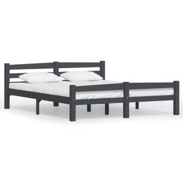 Dark Grey Solid Pinewood Bed Frame 160x200 cm | HipoMarket