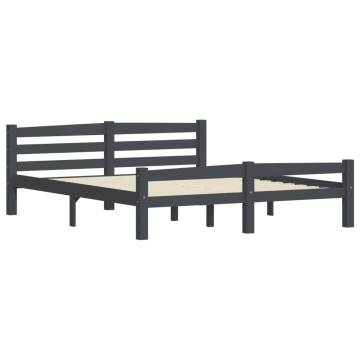 Dark Grey Solid Pinewood Bed Frame 160x200 cm | HipoMarket