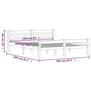 Dark Grey Solid Pinewood Bed Frame 160x200 cm | HipoMarket