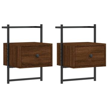 Wall-mounted Bedside Cabinets 2 pcs Brown Oak - Hipomarket