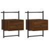 Wall-mounted Bedside Cabinets 2 pcs Brown Oak - Hipomarket