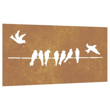 Corten Steel Garden Wall Decoration - Bird Design 105x55 cm