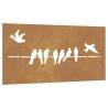 Corten Steel Garden Wall Decoration - Bird Design 105x55 cm