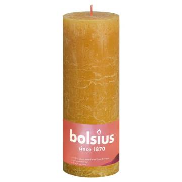 Bolsius Rustic Pillar Candles Shine | Honeycomb Yellow - 4 pcs