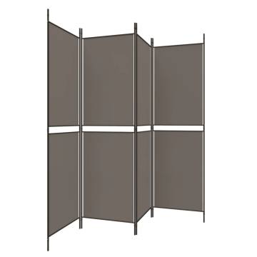 4-Panel Anthracite Room Divider - 200x220 cm Fabric