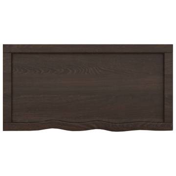 Dark Brown Solid Wood Bathroom Countertop | 80x40 cm