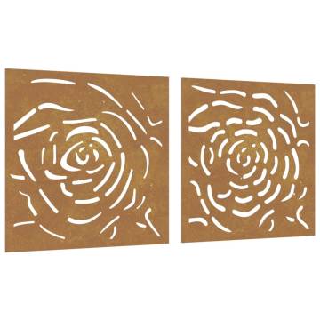 Garden Wall Decorations - Corten Steel Rose Design (2 pcs)