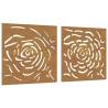 Garden Wall Decorations - Corten Steel Rose Design (2 pcs)