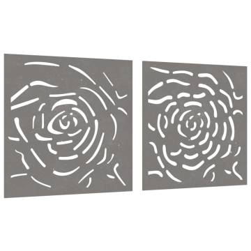 Garden Wall Decorations - Corten Steel Rose Design (2 pcs)