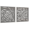 Garden Wall Decorations - Corten Steel Rose Design (2 pcs)