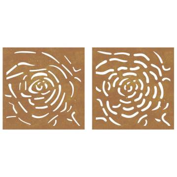 Garden Wall Decorations - Corten Steel Rose Design (2 pcs)