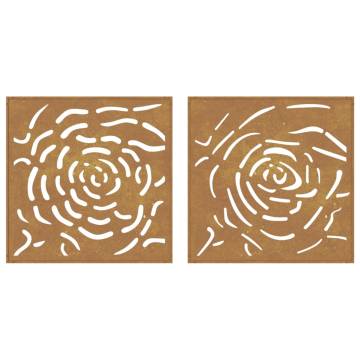 Garden Wall Decorations - Corten Steel Rose Design (2 pcs)