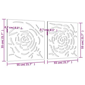 Garden Wall Decorations - Corten Steel Rose Design (2 pcs)