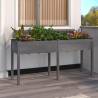 Grey Wooden Planter with Liner | 161x45x76 cm Solid Fir