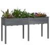 Grey Wooden Planter with Liner | 161x45x76 cm Solid Fir