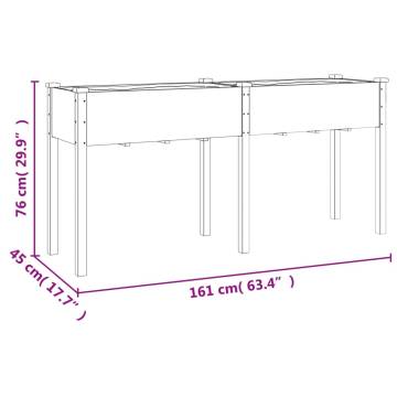 Grey Wooden Planter with Liner | 161x45x76 cm Solid Fir